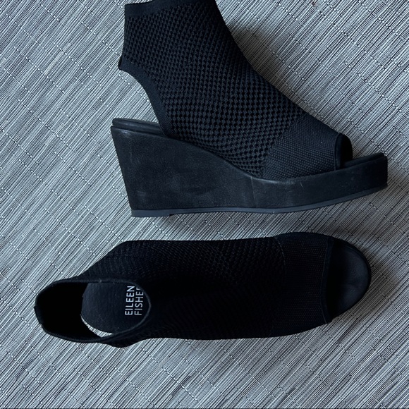 Eileen Fisher Shoes - Eileen Fisher Black Wedge Sandals